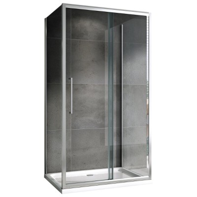 Душевой уголок Abber Schwarzer Diamant AG30120H-S50-S50, 120 х 50 см, стекло прозрачное, профиль хром