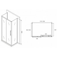 Душевой уголок Abber Schwarzer Diamant, 120 х 100 см, стекло матовое, профиль хром, AG30120MH-S100M-S100M
