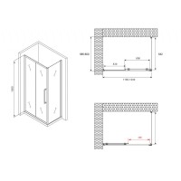 Душевой уголок Abber Schwarzer Diamant AG30120MH-S60M, 120 х 60 см, стекло матовое, профиль хром
