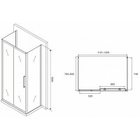 Душевой уголок Abber Schwarzer Diamant, 120 х 80 см, стекло матовое, профиль хром, AG30120MH-S80M-S80M