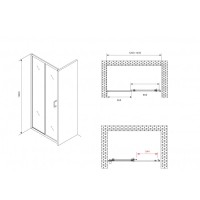 Душевая дверь Abber Schwarzer Diamant AG30130B5, 130 х 190 см, стекло прозрачное, профиль черный