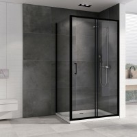 Душевой уголок Abber Schwarzer Diamant AG30130B5-S70B5, 130 х 70 см, стекло прозрачное, профиль черный