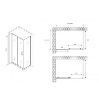 Душевой уголок Abber Schwarzer Diamant AG30130B5-S70B5, 130 х 70 см, стекло прозрачное, профиль черный