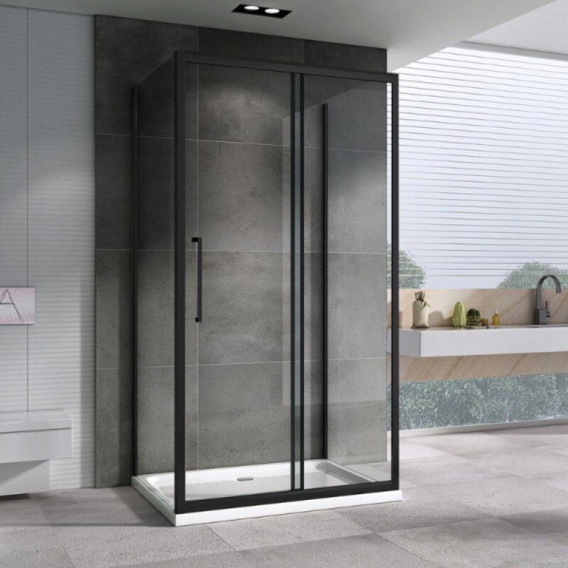 Душевой уголок Abber Schwarzer Diamant AG30130BH-S50B-S50B, 130 х 50 см, стекло прозрачное, профиль черный