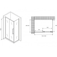Душевой уголок Abber Schwarzer Diamant, 130 х 90 см, стекло прозрачное, профиль черный, AG30130BH-S90B