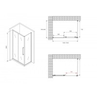 Душевой уголок Abber Schwarzer Diamant AG30130BMH-S80BM, 130 х 80 см, стекло матовое, профиль черный