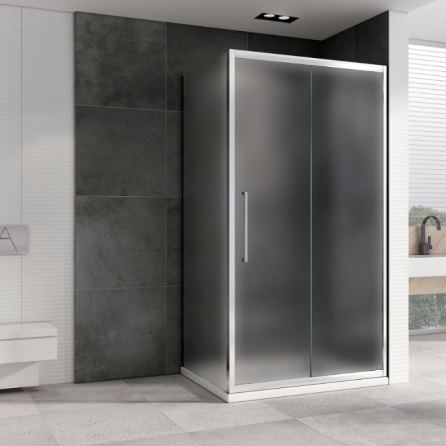 Душевой уголок Abber Schwarzer Diamant AG30130MH-S50M, 130 х 50 см, стекло матовое, профиль хром