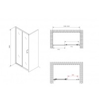 Душевая дверь Abber Schwarzer Diamant AG30140B5, 140 х 190 см, стекло прозрачное, профиль черный