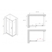 Душевой уголок Abber Schwarzer Diamant AG30140B5-S70B5, 140 х 70 см, стекло прозрачное, профиль черный