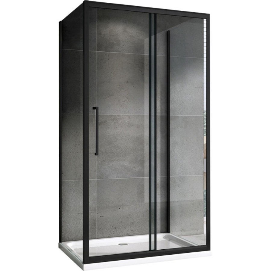 Душевой уголок Abber Schwarzer Diamant AG30140BH-S60B-S60B, 140 х 60 см, стекло прозрачное, профиль черный