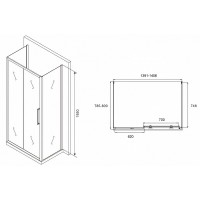 Душевой уголок Abber Schwarzer Diamant, 140 х 80 см, стекло матовое, профиль хром, AG30140MH-S80M-S80M