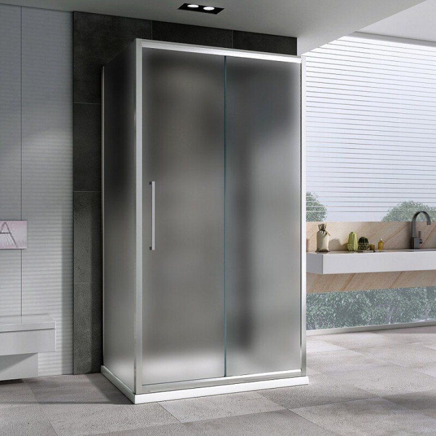 Душевой уголок Abber Schwarzer Diamant, 140 х 85 см, стекло матовое, профиль хром, AG30140MH-S85M-S85M