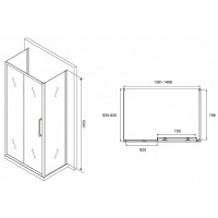 Душевой уголок Abber Schwarzer Diamant, 140 х 85 см, стекло матовое, профиль хром, AG30140MH-S85M-S85M