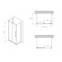 Душевой уголок Abber Schwarzer Diamant AG30150BMH-S80BM-S80BM, 150 х 80 см, стекло матовое, профиль черный