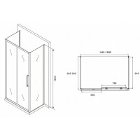 Душевой уголок Abber Schwarzer Diamant, 150 х 90 см, стекло матовое, профиль хром, AG30150MH-S90M-S90M