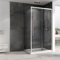 Душевой уголок Abber Schwarzer Diamant, 160 х 75 см, стекло прозрачное, профиль хром, AG30160H-S75