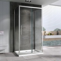 Душевой уголок Abber Schwarzer Diamant, 160 х 75 см, стекло прозрачное, профиль хром, AG30160H-S75-S75