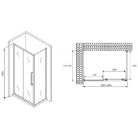 Душевой уголок Abber Schwarzer Diamant, 160 х 75 см, стекло матовое, профиль хром, AG30160MH-S75M
