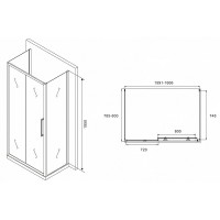 Душевой уголок Abber Schwarzer Diamant, 160 х 80 см, стекло матовое, профиль хром, AG30160MH-S80M-S80M