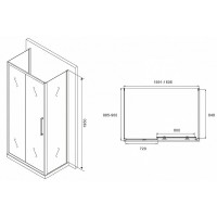 Душевой уголок Abber Schwarzer Diamant, 160 х 90 см, стекло матовое, профиль хром, AG30160MH-S90M-S90M