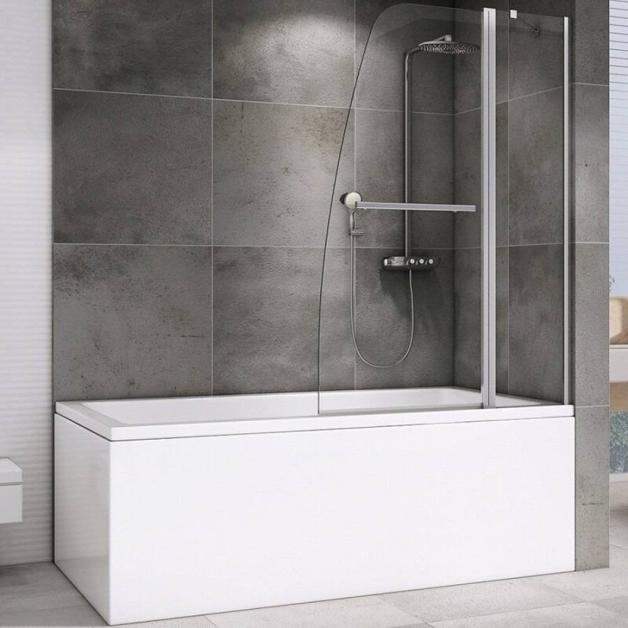 Шторка на ванну Abber Ewiges Wasser, 100 х 140 см, стекло прозрачное, профиль хром, AG50100