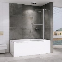 Шторка на ванну Abber Ewiges Wasser, 100 х 140 см, стекло прозрачное, профиль хром, AG50100