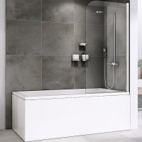 Шторка на ванну Abber Ewiges Wasser, 80 х 140 см, стекло прозрачное, профиль хром, AG52080