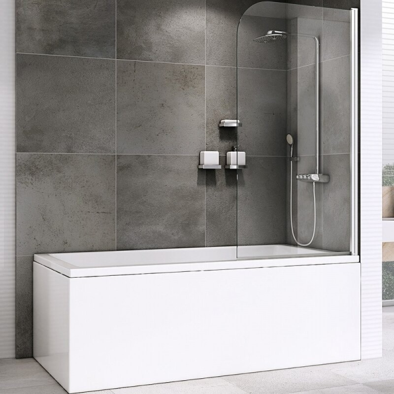 Шторка на ванну Abber Ewiges Wasser, 80 х 140 см, стекло прозрачное, профиль хром, AG52080