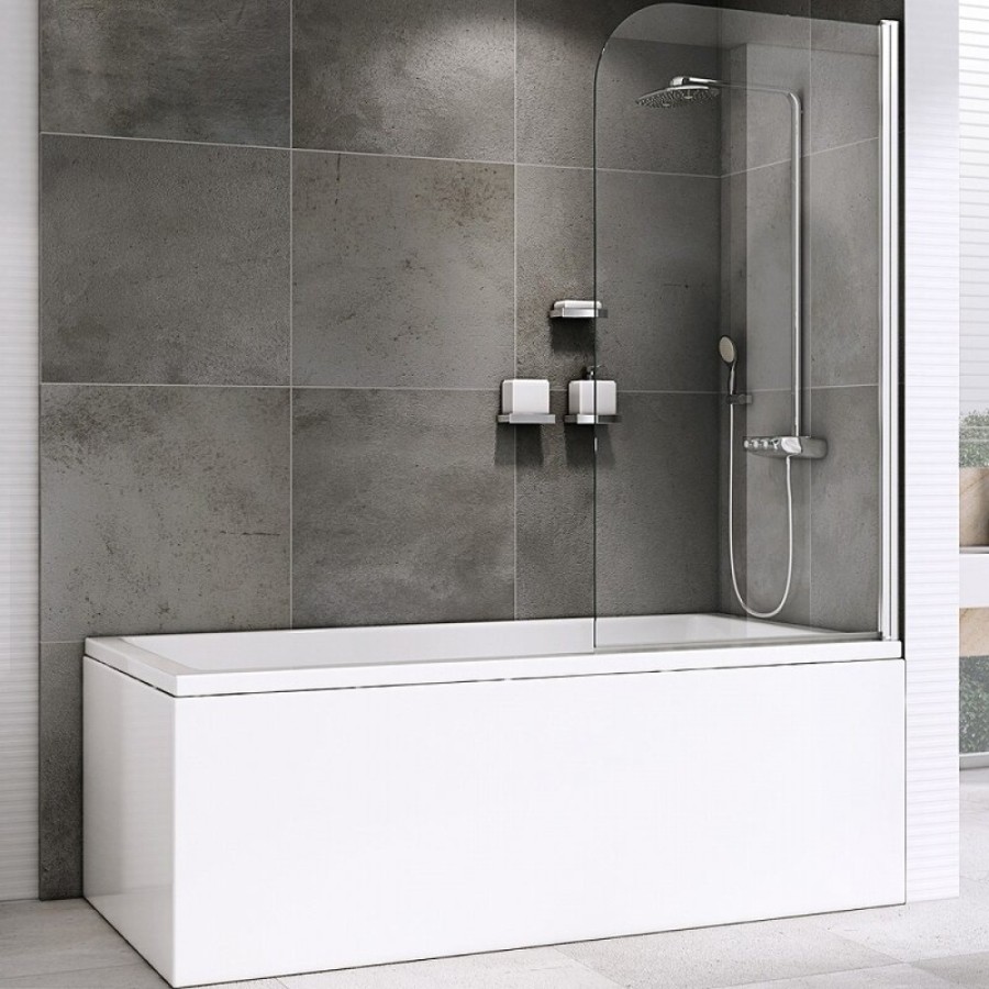 Шторка на ванну Abber Ewiges Wasser, 80 х 140 см, стекло прозрачное, профиль хром, AG52080