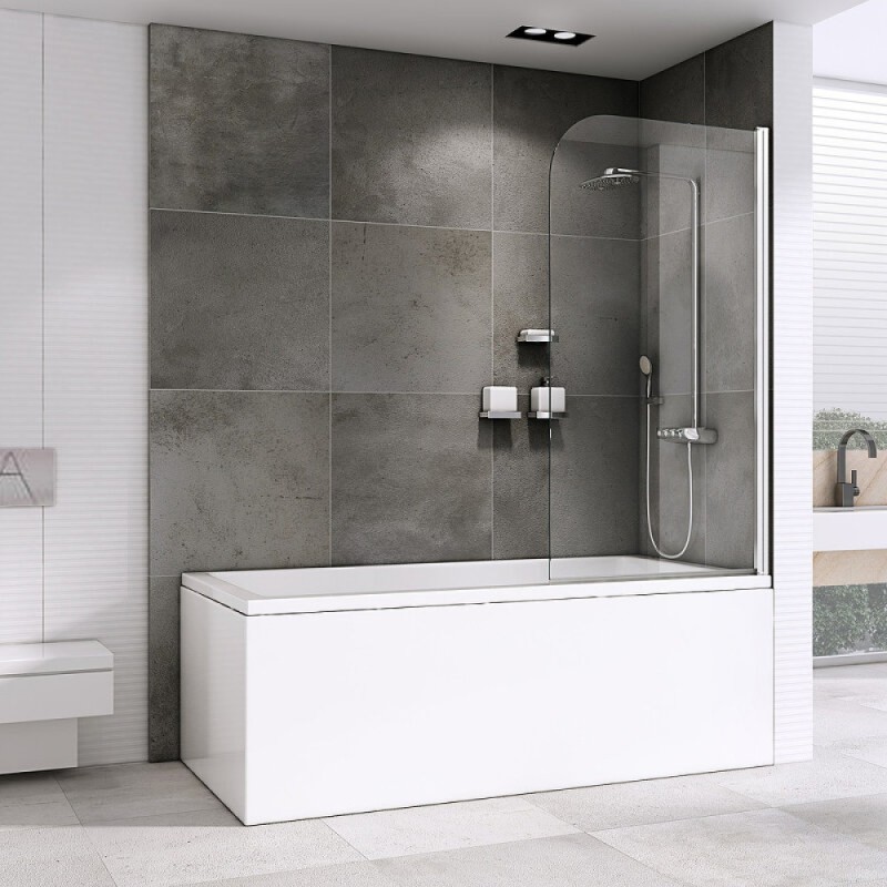 Шторка на ванну Abber Ewiges Wasser, 100 х 140 см, стекло прозрачное, профиль хром, AG52100