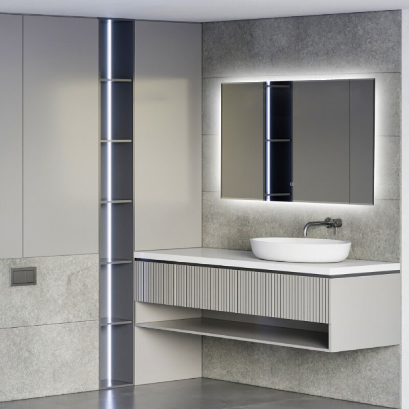 Зеркало Abber See AG6103SL-0.8, 80 см, с подсветкой, сенсорный выключатель, цвет белый