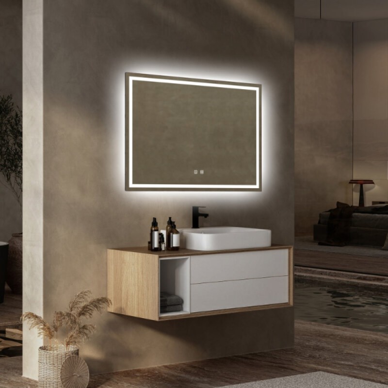 Зеркало Abber See AG6104SP, 80 см, с подсветкой, сенсорный выключатель, датчик движения, цвет белый