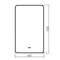 Зеркало Abber See AG6114SWHB, 60 см, с подсветкой, датчик движения, подогрев, часы, цвет черный
