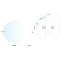 Зеркало Abber Mond AG6202S-0.65, 65 см, с подсветкой, сенсорный выключатель, цвет белый