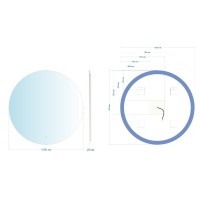 Зеркало Abber Mond AG6203SL-1.0, 100 см, с подсветкой, сенсорный выключатель, цвет белый