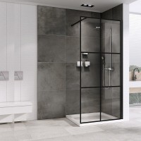 Душевая стенка Abber Immer Offen, 120 см, со свободным входом, стекло прозрачное, профиль черный, AG62120B