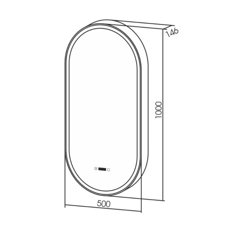 Зеркальный шкаф Abber Kontur AG6339SWHB, 50 см, подсветка, сенсорный выключатель, часы, подогрев, цвет черный