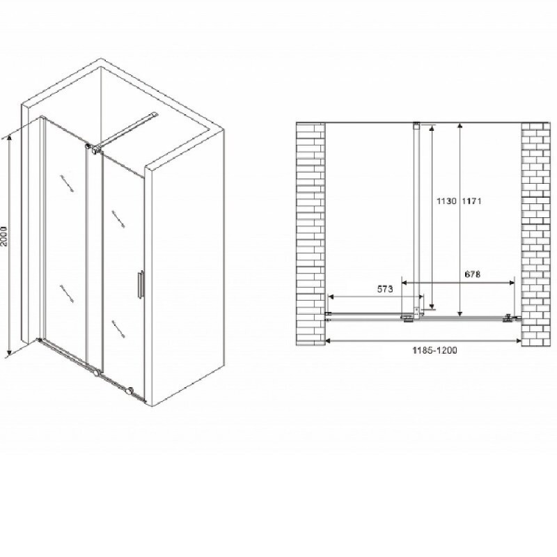 Душевая дверь Abber Komfort, 120 х 200 см, профиль хром, стекло прозрачное, AG90120