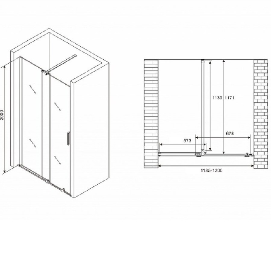 Душевая дверь Abber Komfort, 120 х 200 см, профиль хром, стекло прозрачное, AG90120
