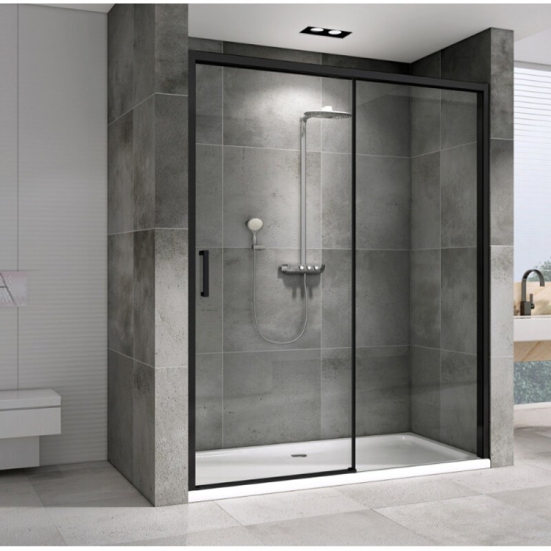 Душевая дверь Abber Komfort AG93120B, 120 х 200 см, профиль черный, стекло прозрачное
