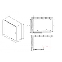 Душевой уголок Abber Komfort AG93140-S102, 140 х 100 см, стекло прозрачное, профиль хром