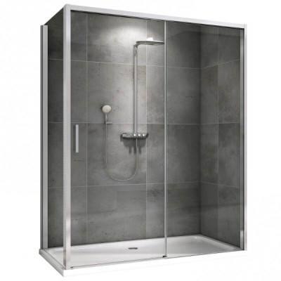 Душевой уголок Abber Komfort AG93170-S102, 170 х 100 см, стекло прозрачное, профиль хром