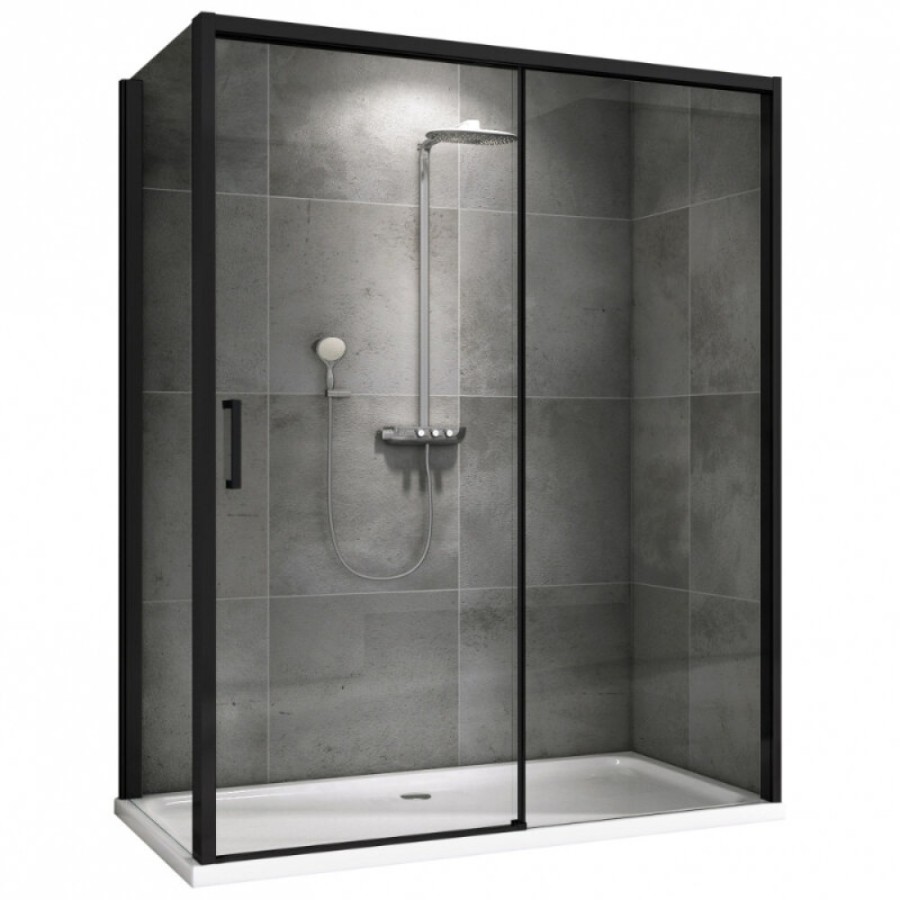 Душевой уголок Abber Komfort AG93170B-S92B, 170 х 90 см, стекло прозрачное, профиль черный