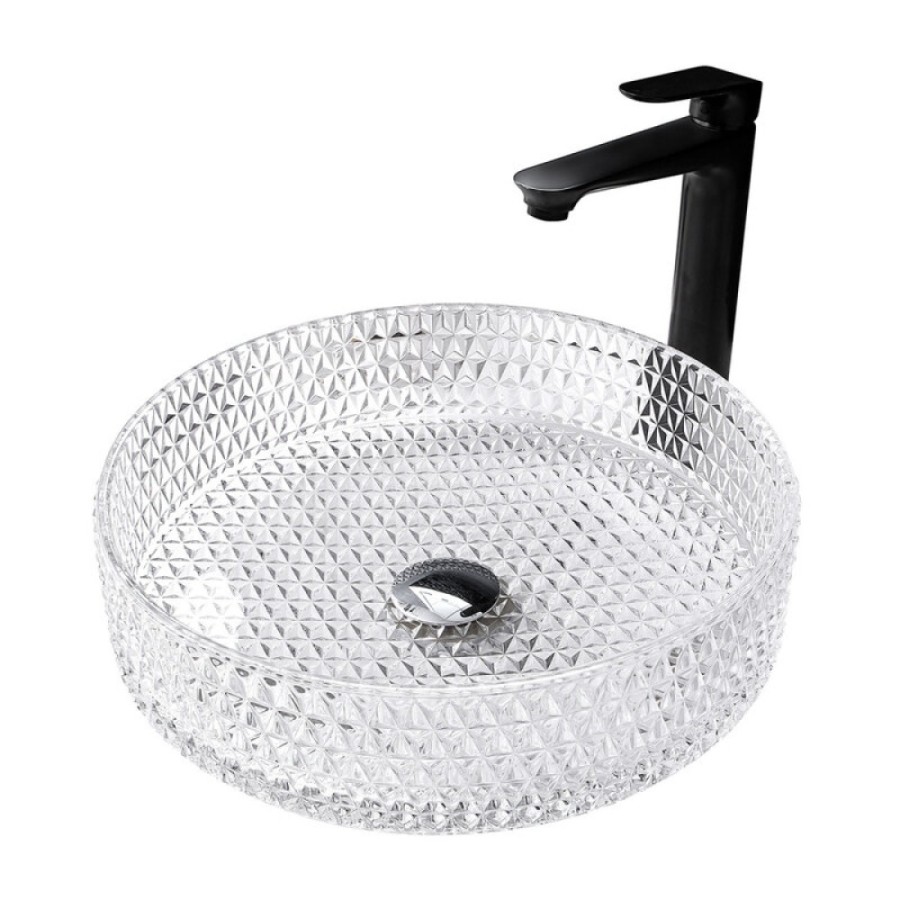 Раковина Abber Glas AK2301, 40 х 40 см, накладная, стеклянная, прозрачная