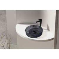 Раковина Abber Glas AK2301B, 40 х 40 см, накладная, стеклянная, прозрачная, черная