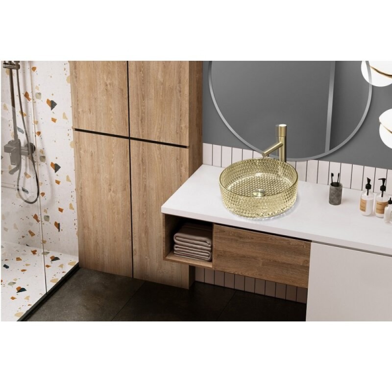 Раковина Abber Glas AK2301GG, 40 х 40 см, накладная, стеклянная, золото