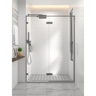Душевая дверь Veconi Premium Alassio AL-120-00-GR-C4, 120 см, стекло прозрачное, профиль графит брашированный