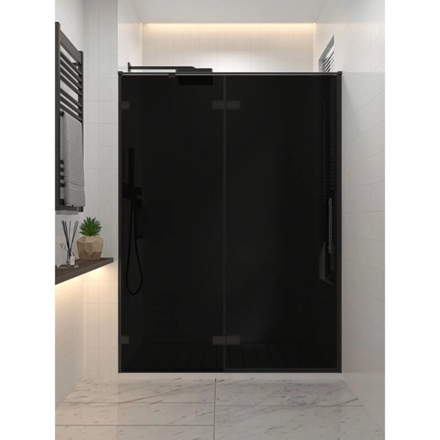 Душевая дверь Veconi Premium Alassio AL-120-11-BB-C4, 120 см, стекло тонированное черное, профиль черный матовый