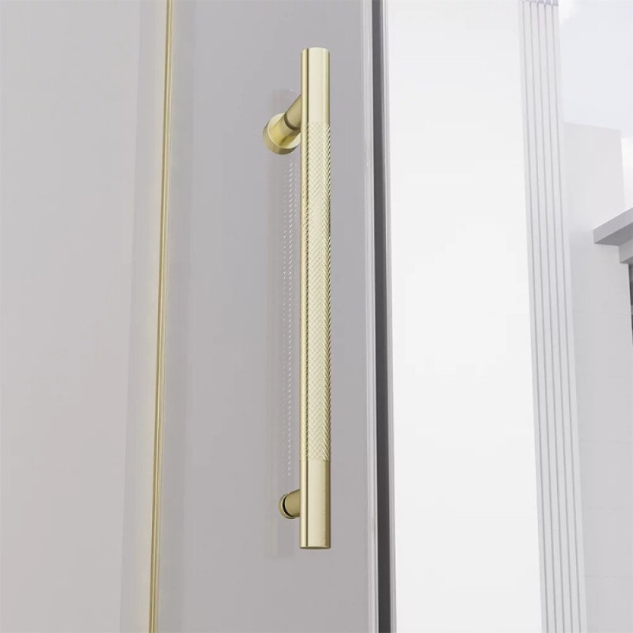 Душевая дверь Veconi Premium Alassio AL-130-00-G-C4, 130 см, стекло прозрачное, профиль золото брашированное