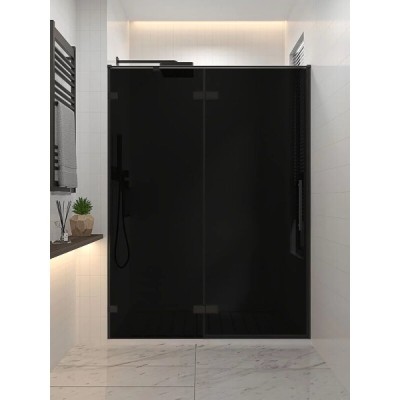 Душевая дверь Veconi Premium Alassio AL-140-11-BB-C4, 140 см, стекло тонированное черное, профиль черный матовый